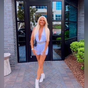 White Fox plunging neckline romper